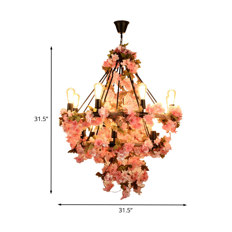 Adèle Floral Seil-Kronleuchter mit freiliegenden Glühbirnen
