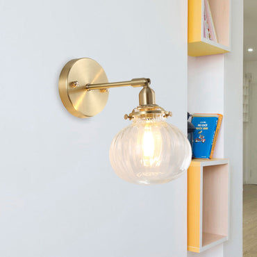 Marceline Colonial Orb Glass Wall Sconce Gold Finish