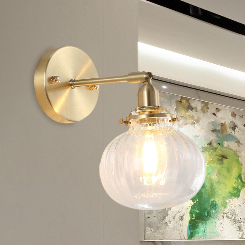 Marceline Wandleuchte Kugel Glas Kolonial Gold Finish