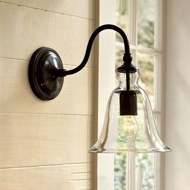 Colette Schwanenhals Glas Wandleuchte Vintage Schwarz