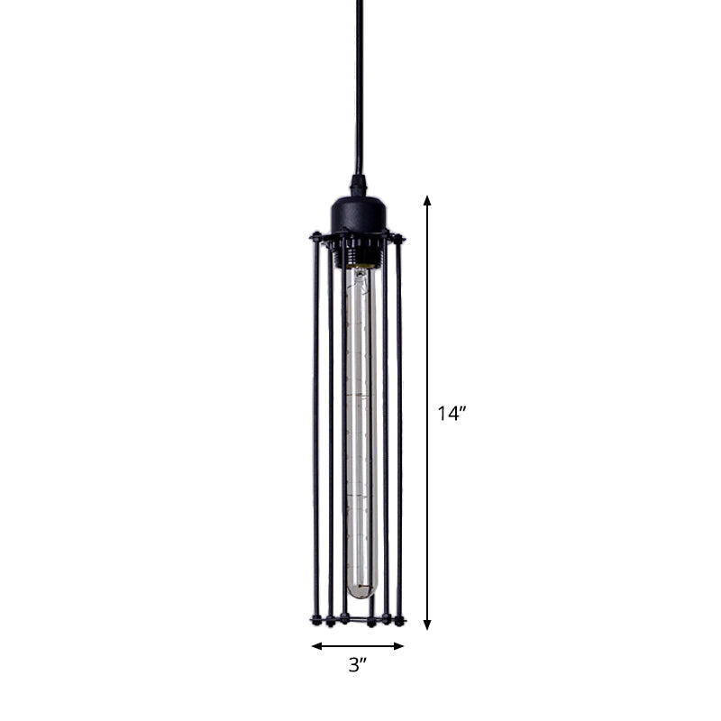 Anaelle Tube Pendant Light Black Industrial Slim Hanging