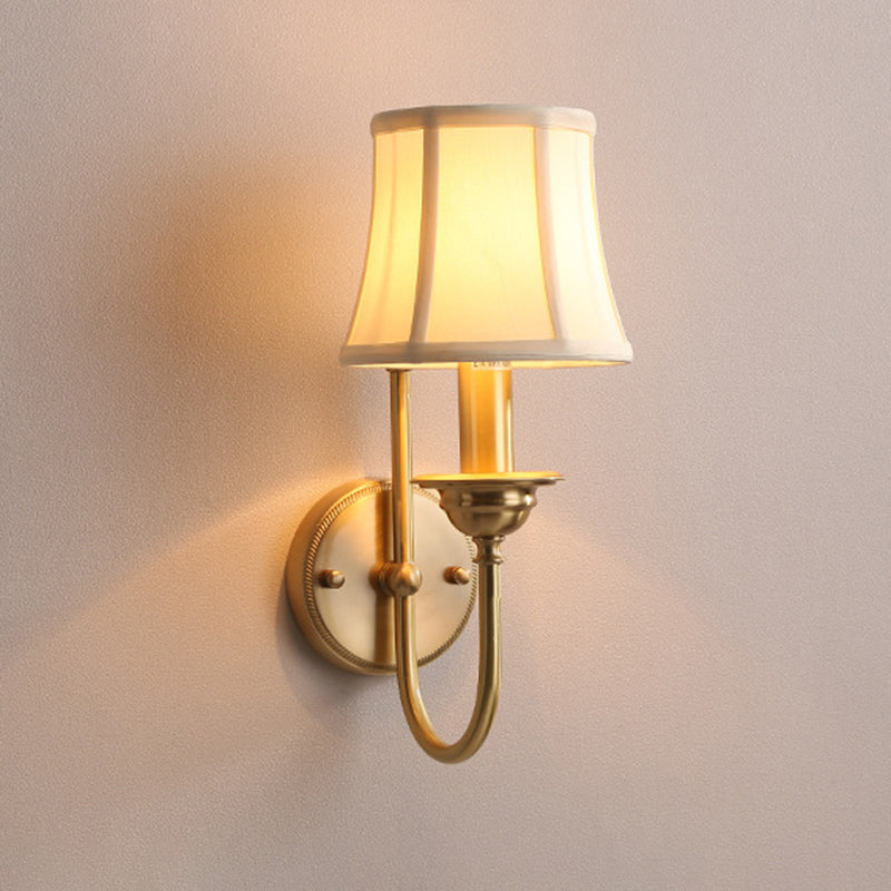 Chloé Flared Fabric Wall Lamp Gold U-Arm