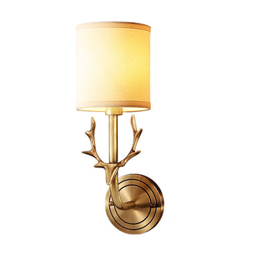 Isabelle Cylindrical Fabric Wall Light with Antler Detail