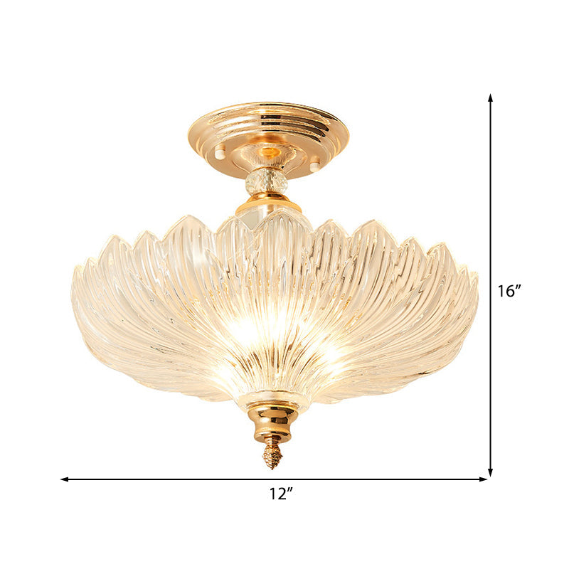 Adeline Crystal Semi Flush Deckenleuchte mit Wellenschliff