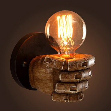 Océane Brown Fist Wall Lamp – Loft Style Resin Sconce