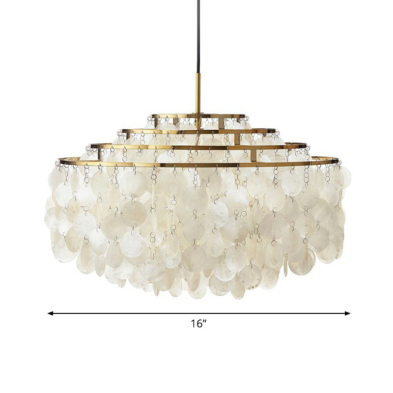 Aurélie Vintage White Shell Chandelier 6-Light Pendant