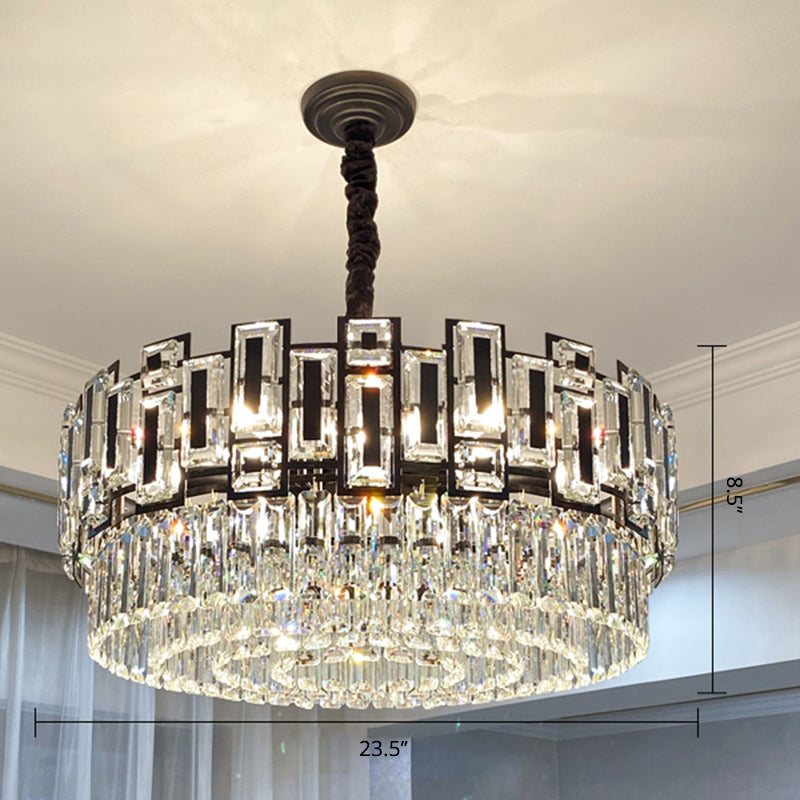 Amélie K9 Crystal Round Pendant Chandelier Gold Black