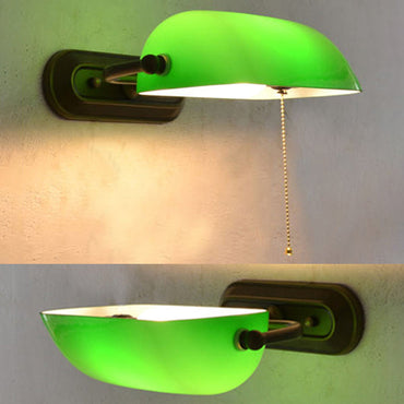 Camille Green Banker Glas Wandleuchte Zugkette