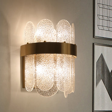 Chloé Goldene Wandleuchte mit gehämmertem Glas und 4 Flammen
