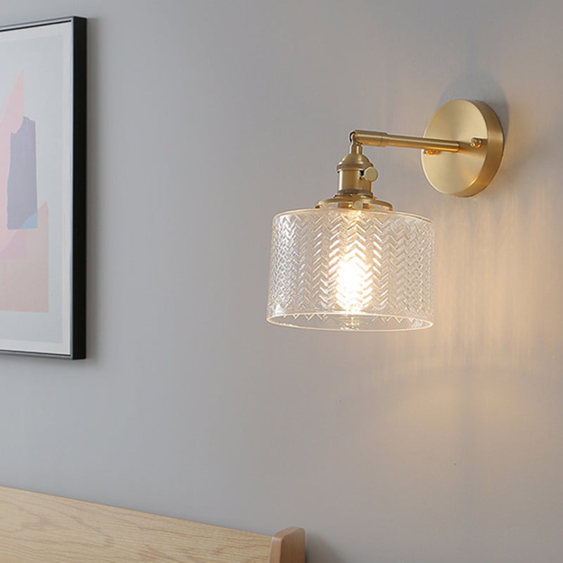 Camille Industrielle Messing Verstellbare Wandleuchte mit Glasschirm