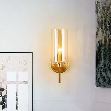 Sibylle Colonial Cylinder Glass Wall Sconce Brass