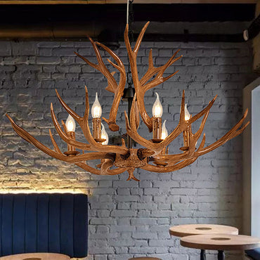 Améliane Brown Faux Antler Rustikale Kronleuchter-Pendelleuchte