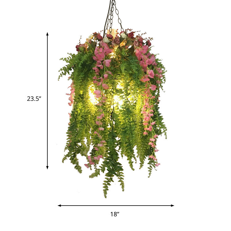 Aurélie Green Plant Design Industrie Kronleuchter aus Metall mit 4 Leuchten