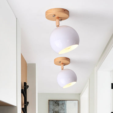 Léa Modern Ball Deckenleuchte halbbündig mit Holzbaldachin