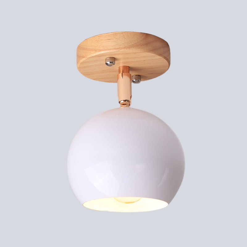 Léa Modern Ball Deckenleuchte halbbündig mit Holzbaldachin