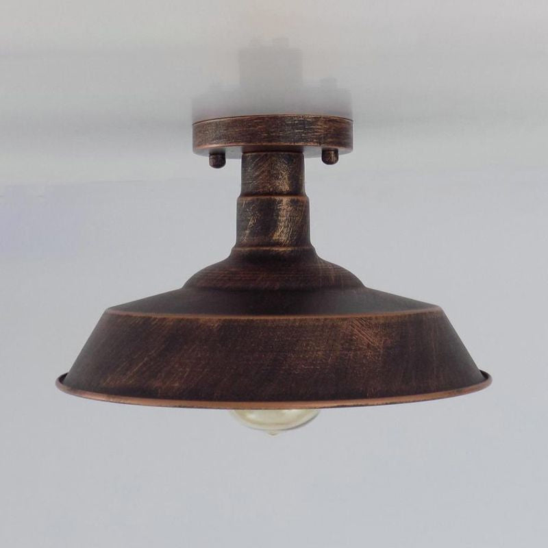 Margaux Farmhouse Barn Shade Halbeinbau-Deckenleuchte aus Metall