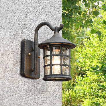 Juliette Outdoor-Wandlampe aus Seeded Glass in Bronze und Schwarz