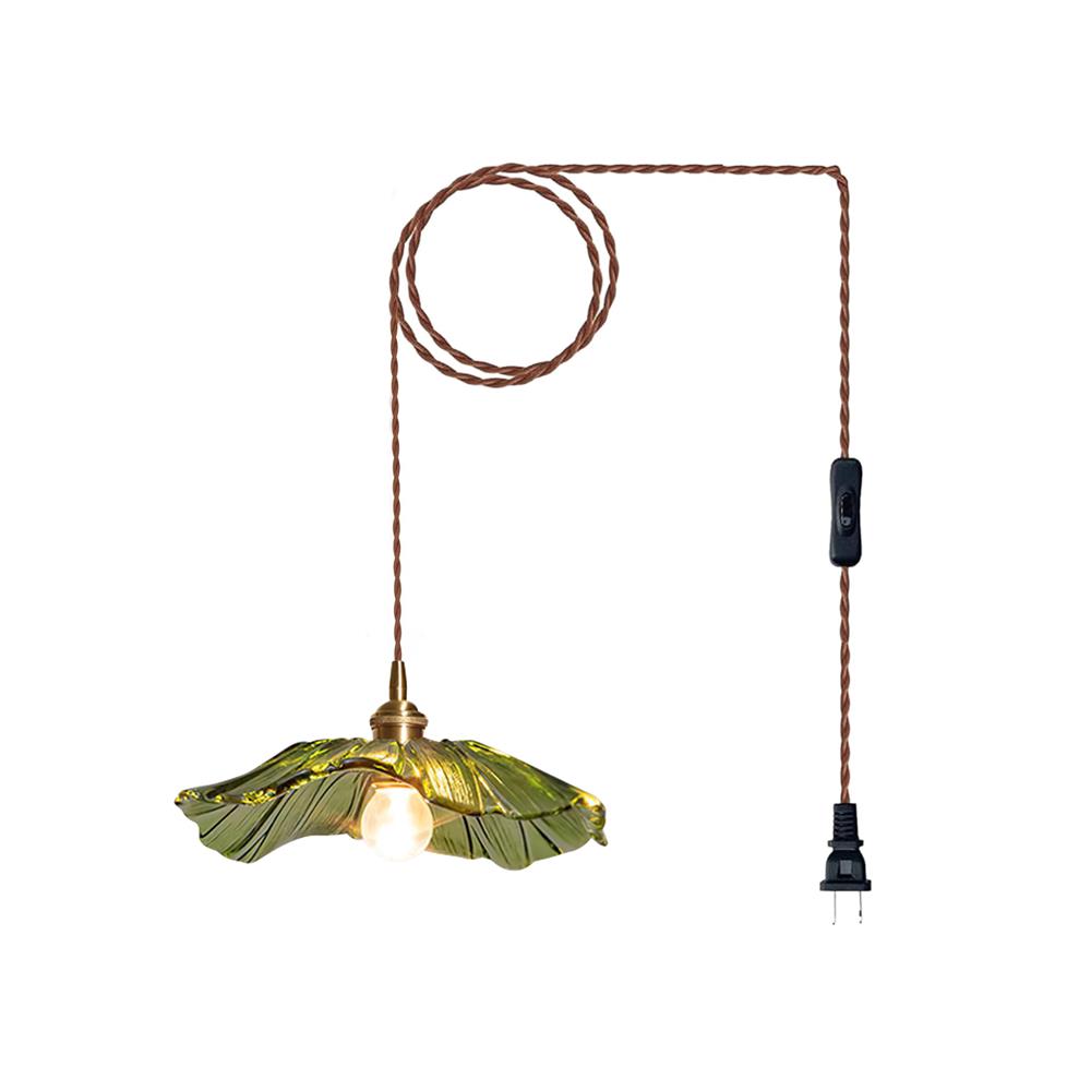 Élodie Flower Pendant Lamp, Glass Shade with Plug-In Design