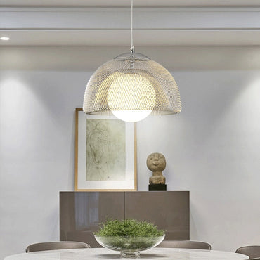 Élise Cocoon Net Metal LED Pendant Light Gold Chrome Modern Luxury Fixture