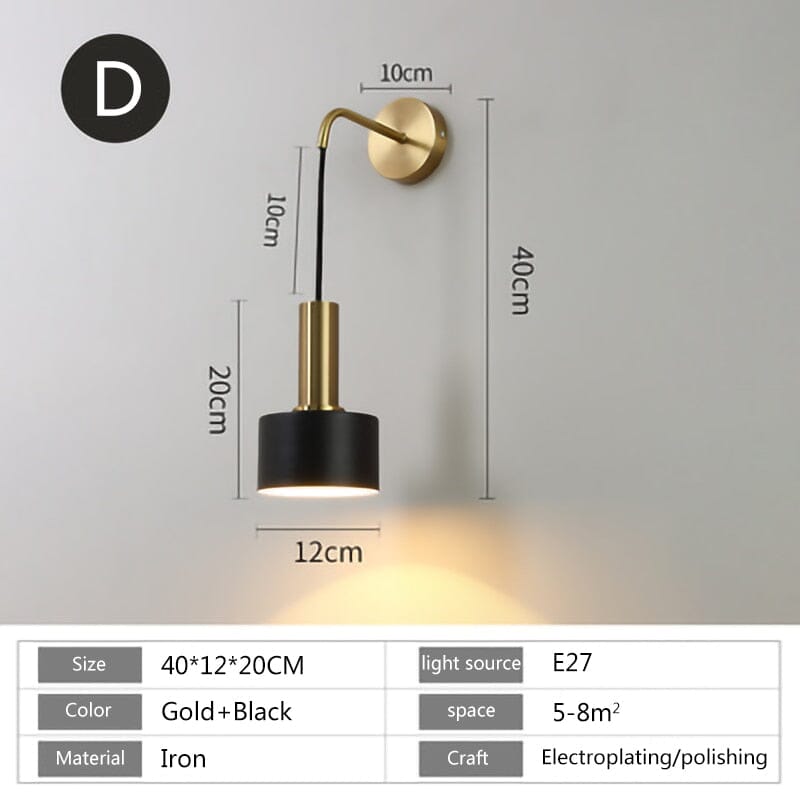 Colette Gold Black Wall Lamp with Nordic Modern Design