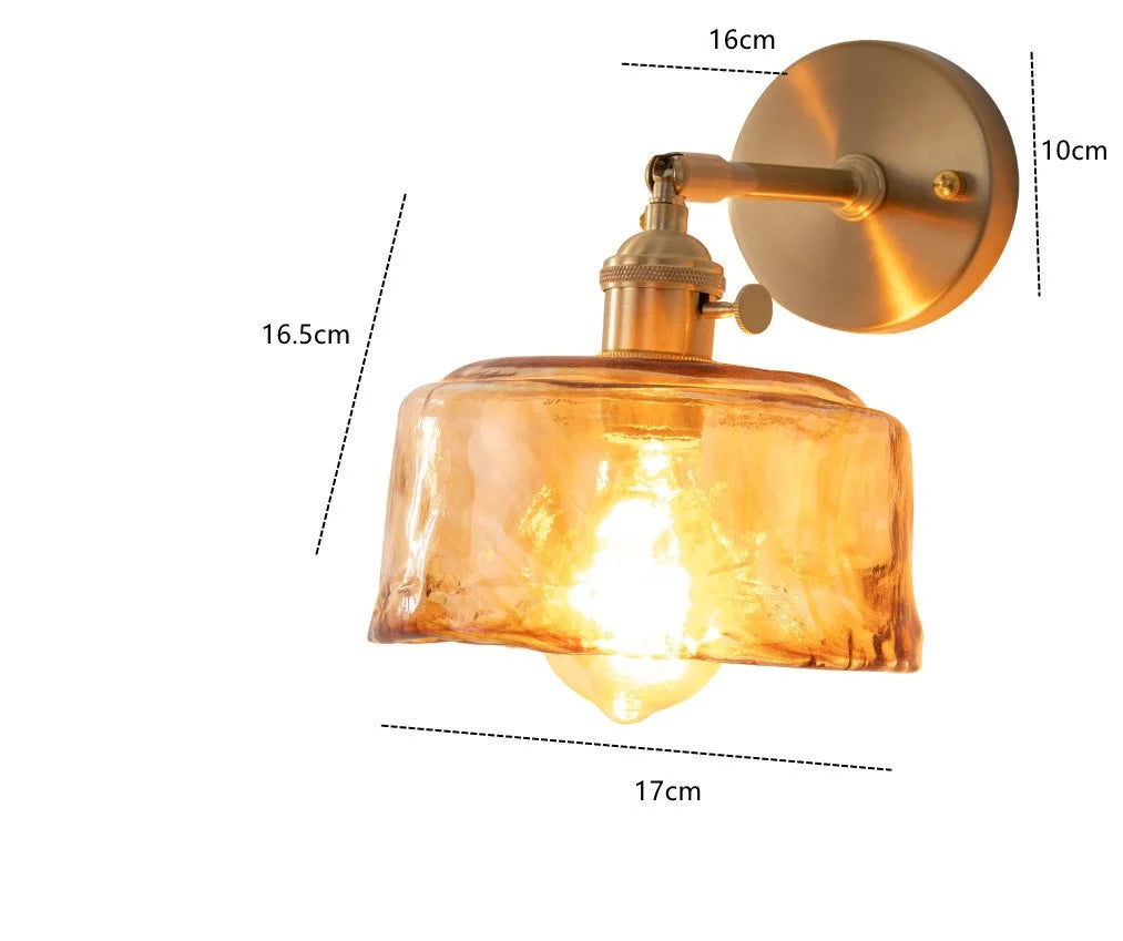 Claire Amber Glass Wall Lamp Japanese Modern