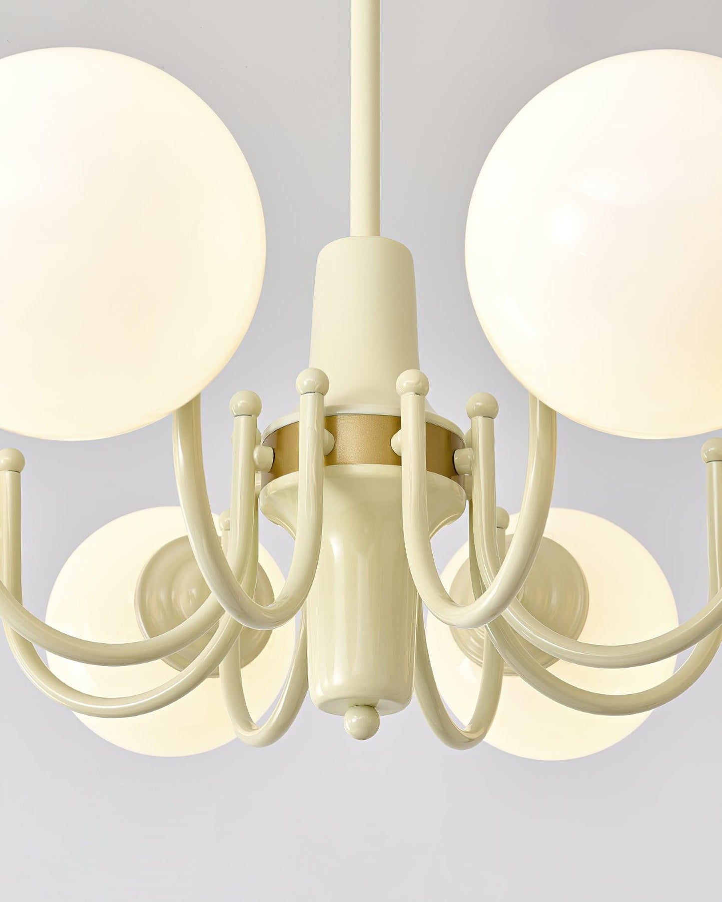 Elodie Glas-Kronleuchter, elegantes cremefarbenes und weißes Kugeldesign