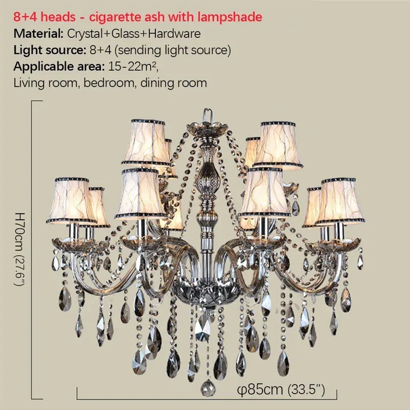 ELARA Europäische Luxus Kristall Pendelleuchte Rauchgrau Wohnzimmer Restaurant Schlafzimmer Villa Hotel Western Restaurant Kronleuchter