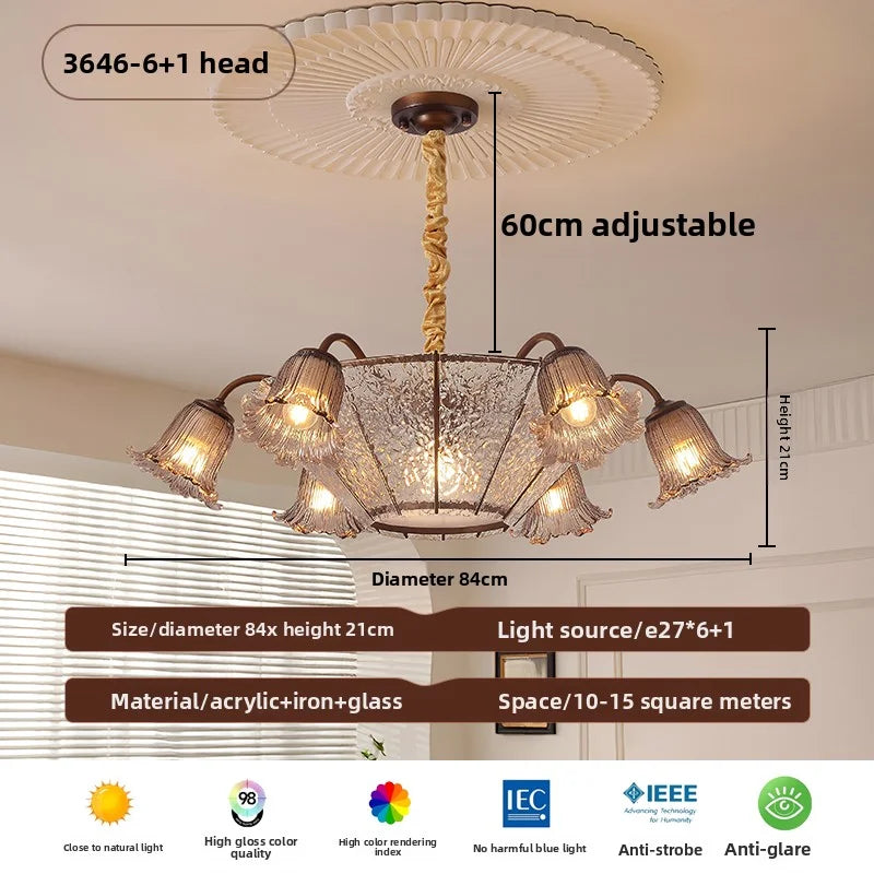 Vintage Blumen Glas LED Pendelleuchter