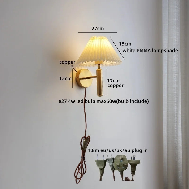 Chloé Pleated Umbrella Wall Lamp Nordic Modern