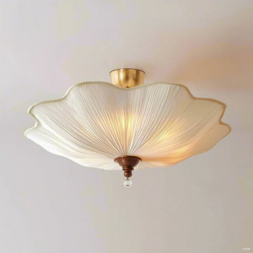 Élise French Retro Lotus-Leaf Fabric Ceiling Light