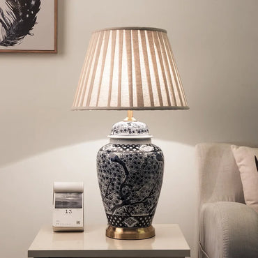 Blau-weiße Keramik-LED-Stehlampe für Schlafzimmer und Wohnbereiche