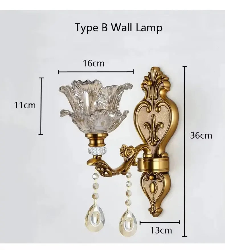 Élise Retro Kristallglas Wandleuchte E14 Europäische Wandlampe