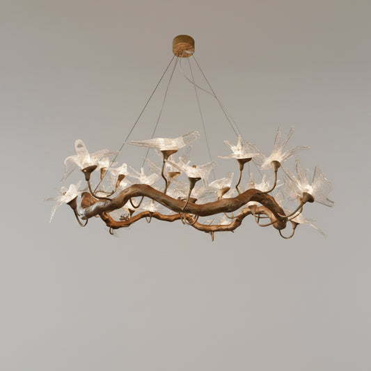 Aviora Kupfer Vogel Kronleuchter – Luxuriöse Treppenhaus- & Boutique-Lampe