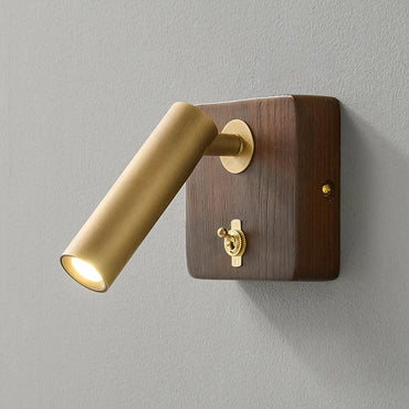 Camille Brass & Wood E27 Wall Lamp With Switch Modern Accent Light