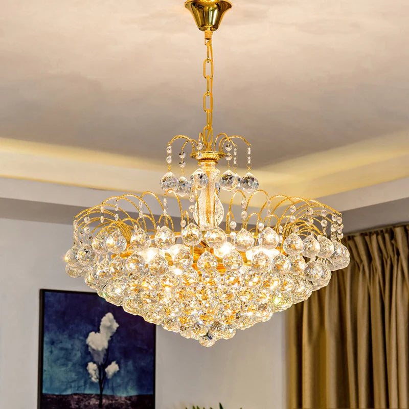 Célestine Golden Crystal Chandelier for Modern Living Interiors