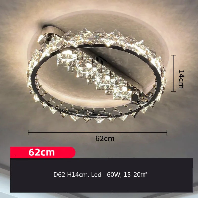 Sophie Moderne Chrom Kristall Ring LED Deckenleuchte Foyerlampe