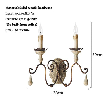 Sophie Französische ländliche Holzgeschnitzte Wandlampe E14 Vintage Wandleuchte