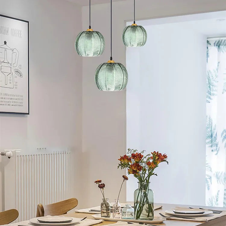 Camille Leaf Pattern Glass Pendant Light Gold Accent Fixture