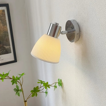 Élodie White Ceramic Iron LED Wall Lamp Switch Nordic