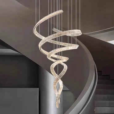 Elara Moderner Kristall-Treppen-Kronleuchter mit LED, Fern-/Touch-Steuerung