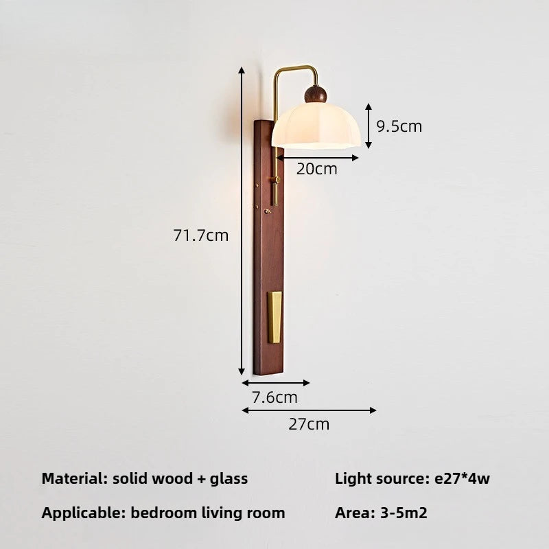 Aiko japanische Vintage Massivholz LED Wandleuchte