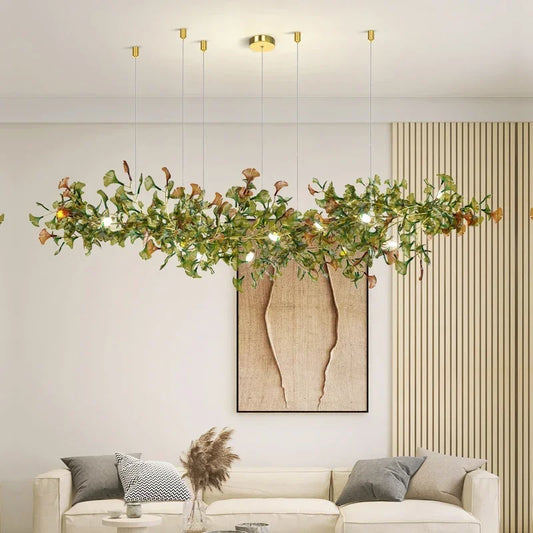 Luxuriöser Ginkgoblatt-Glas-Ast-Kronleuchter