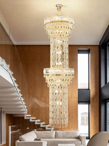 Hohler Spiral-Kristall-Kronleuchter für Treppenhaus und Wohnzimmer