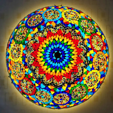 Madeleine Tiffany Stained Glass Ceiling Lamp Blue LED