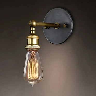 Élise Industrielle Retro E27 Wandleuchte Schwarz Gold Loft Wandlampe