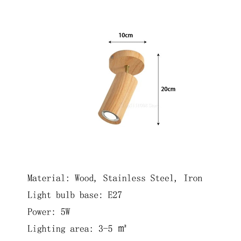 Camille Wooden LED E27 Surface Spotlight Ceiling Lamp
