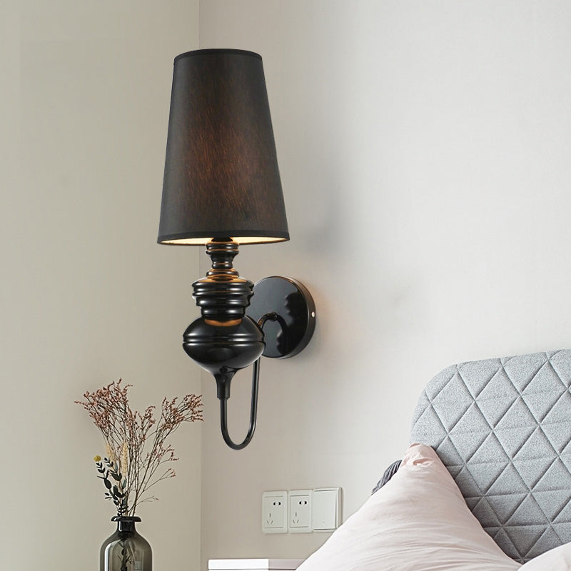 Céleste Tapered Fabric Wall Lamp with White, Black, or Silver Shade