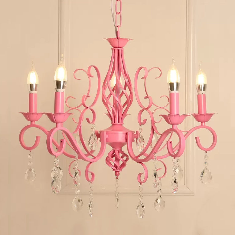 Clémence Pink Candle & Crystal Chandelier