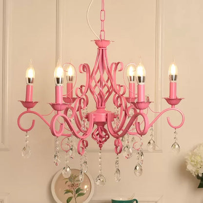 Clémence Pink Candle & Crystal Chandelier