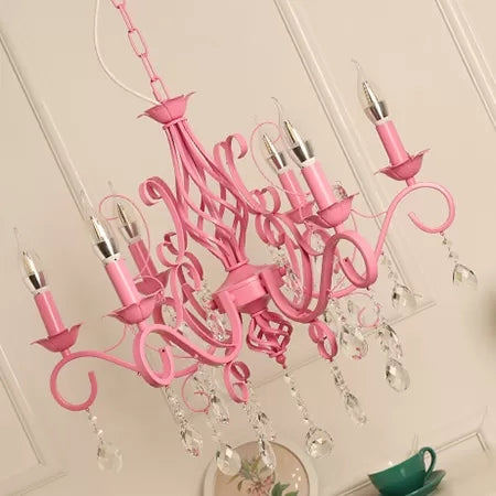 Clémence Pink Candle & Crystal Chandelier